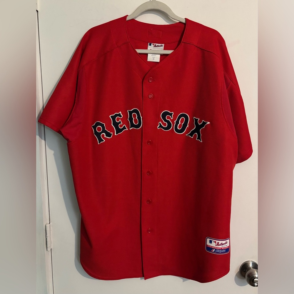 Red Sox Mens Majestic 2XL Red Jersey Sewn On Letters Blank Back‎ Made in USA